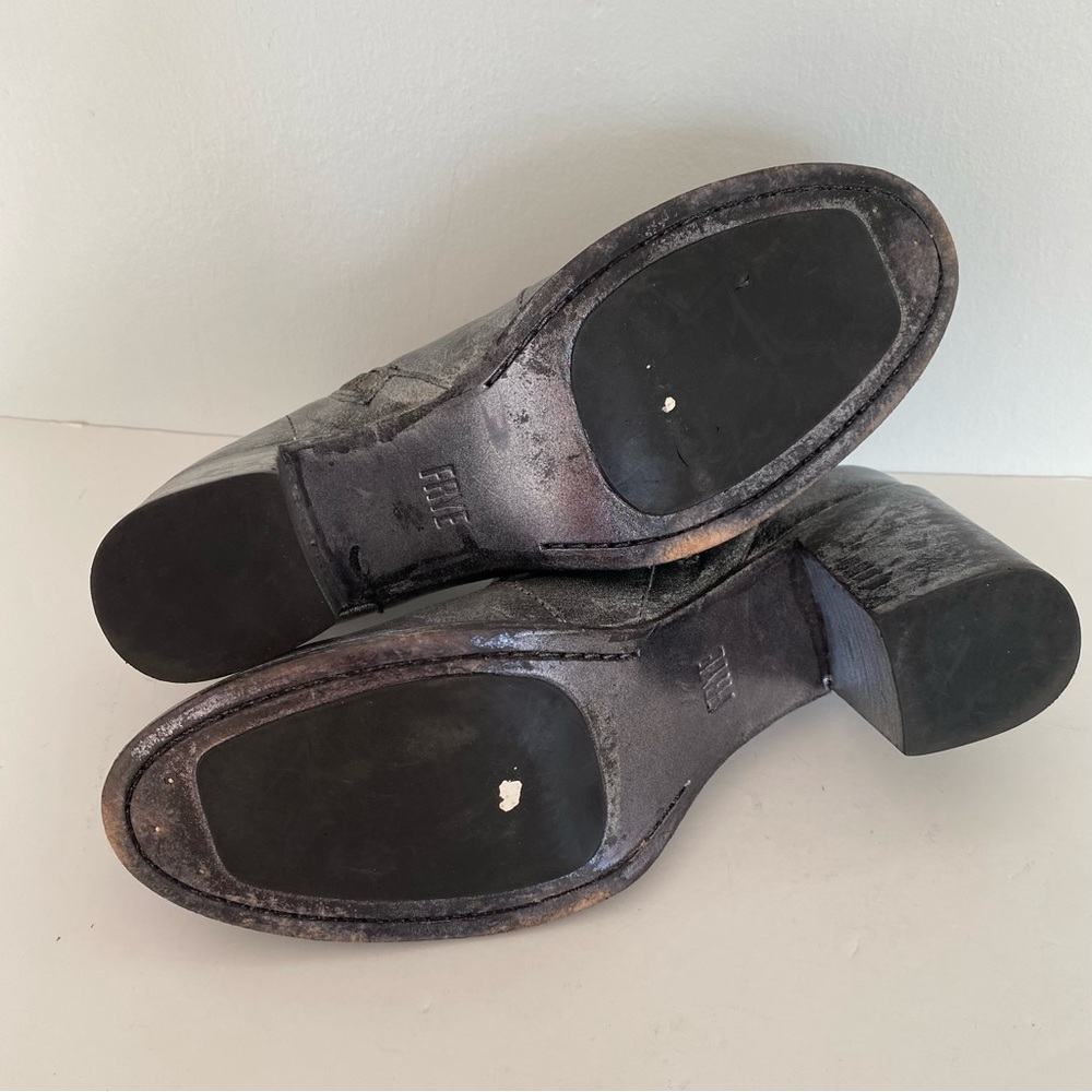 Frye Nora short ankle zip bootie metallic silver black gray - Picture 10 of 15
